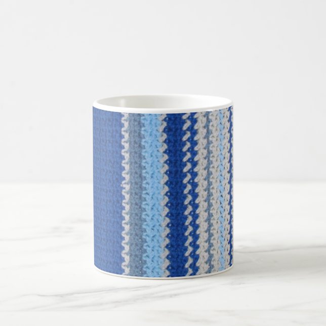 Crochet Pattern - Blue Stripes Coffee Mug (Center)