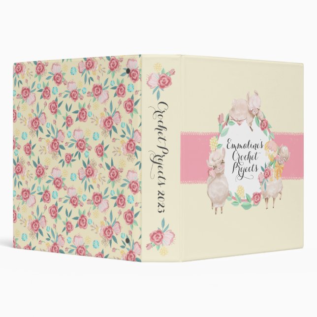 Crochet Projects Binder with Cute Llama (Background)