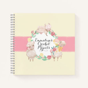 Crochet Projects Notebook with Cute Llamas