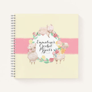 Crochet Projects Notebook with Cute Llamas