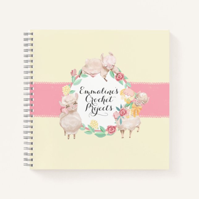 Crochet Projets Carnet avec de mignons lamas (Devant)