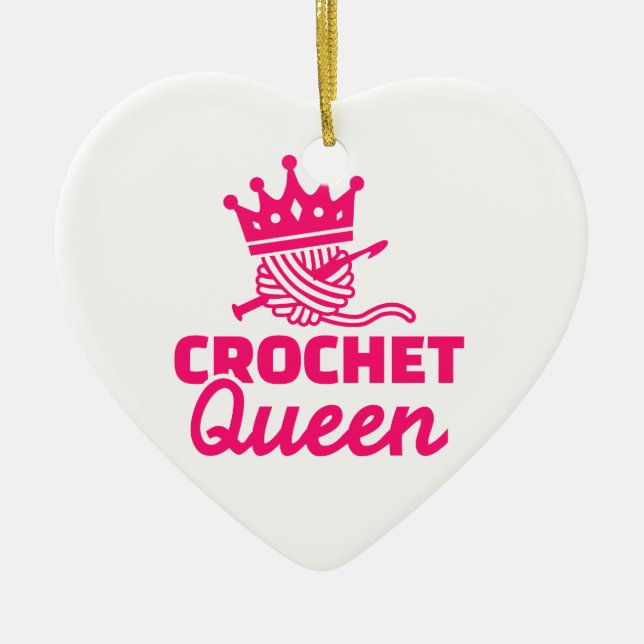 Crochet queen ceramic ornament (Front)