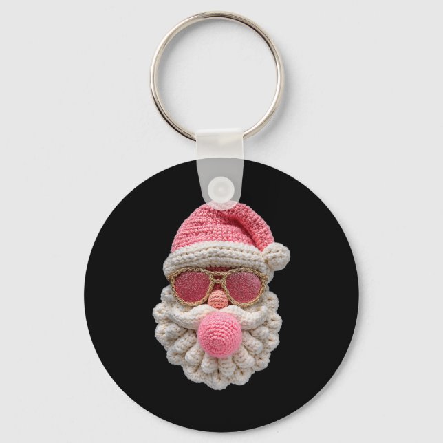 Crochet Santa Blowing Bubble Gum Christmas Girly K Keychain (Front)