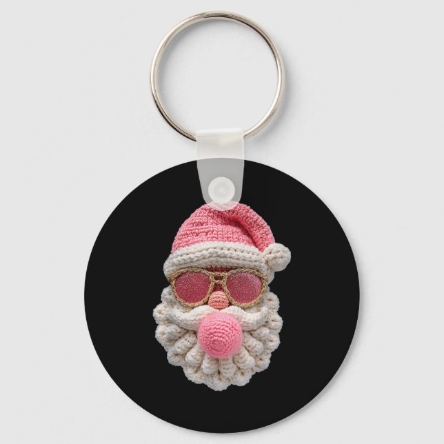 Crochet Santa Blowing Bubble Gum Christmas Girly K Keychain (Front)