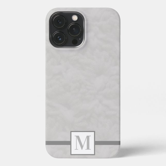 Crochet Shell Stitch Monogram Grey iPhone Case (Back)