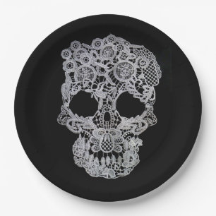 Crochet skull paper plate