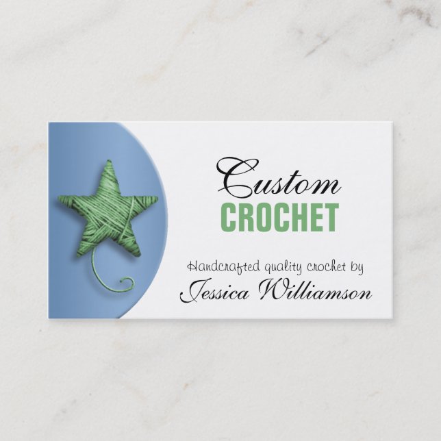 Crochet Star en forme de fil vert bleu Carte de vi (Devant)