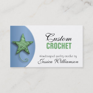 Crochet Star Shaped Yarn Green Blue Business Card