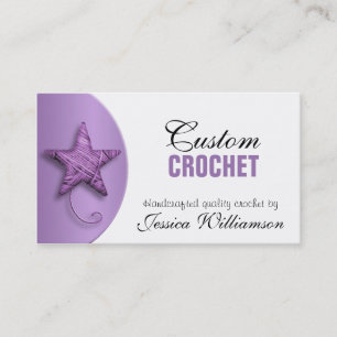 Crochet - Star Shaped Yarn Purple Business Cards