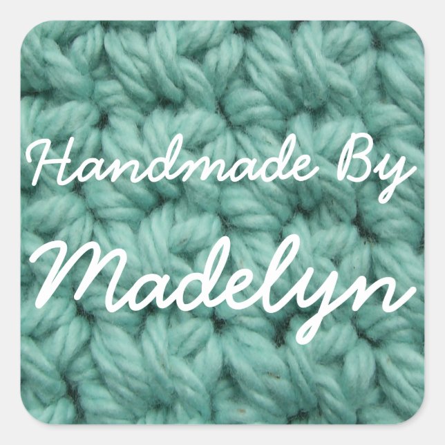Crochet Stitches in Blue Square Sticker (Front)