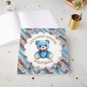 Crochet Teddy Bear   Boy's Baby Shower Guest Book