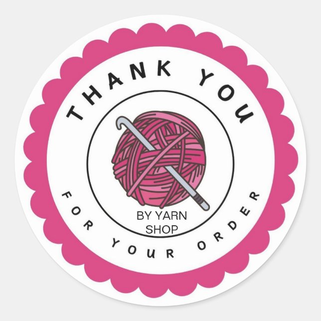 Crochet Thank You Business Customize Circle Classic Round Sticker (Front)