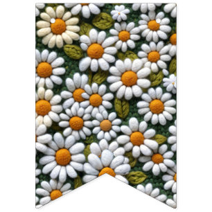 Crochet White Daisies Spring Wildflowers Bunting Flags