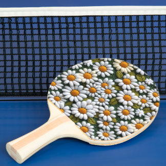 Crochet White Daisies Spring Wildflowers Ping Pong Paddle