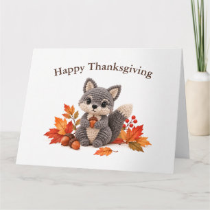 Crochet Wolf Happy Thanksgiving Card