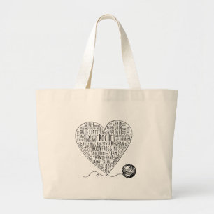 Crochet Words Tote Large (BW)