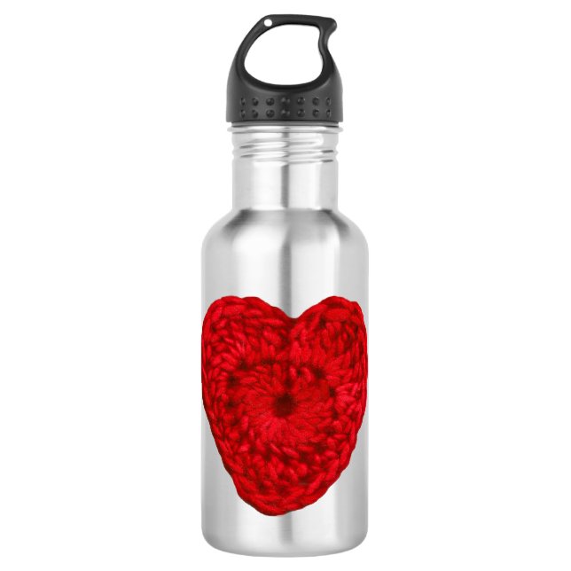 Crochet Yarn Heart • Handmade Crafts 532 Ml Water Bottle (Front)