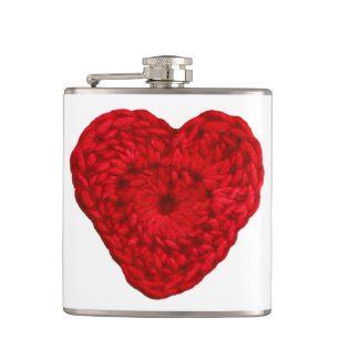 Crochet Yarn Heart Handmade Hip Flask
