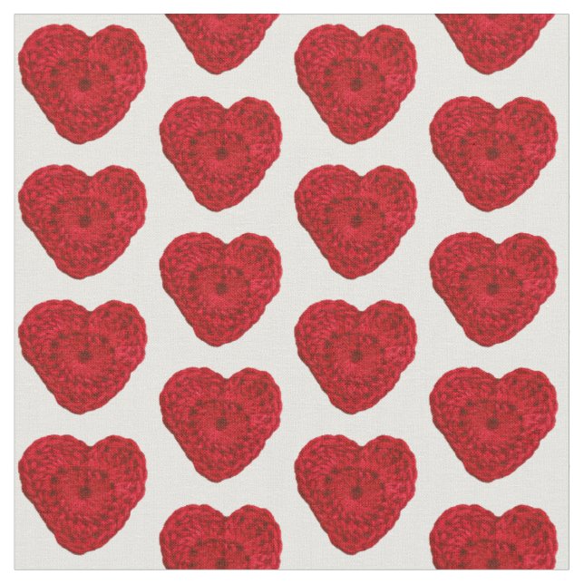 Crochet Yarn Heart Red Craft Fabric (Close Up)
