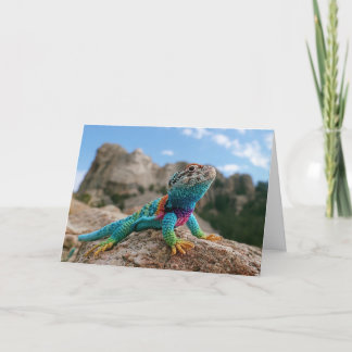 Crocheted Collared Lizard visits Mount Rushmore Holiday Card