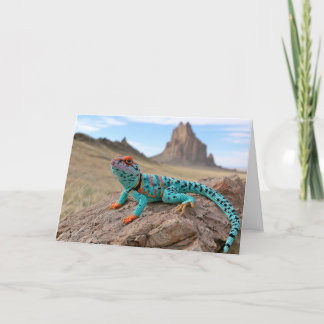 Crocheted Collared Lizard visits Shiprock Holiday Card