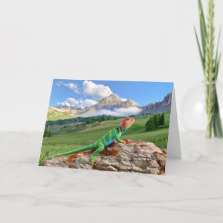 Crocheted Collared Lizard visits the San Juans Holiday Card