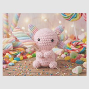 Crocheted Pink Axolotl Pastel Candy Birthday Tissue Paper