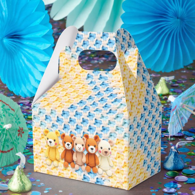 Crocheted Stuffed Animals Blue and Yellow Favor Box (Party)