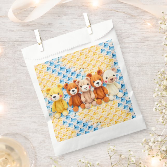 Crocheted Stuffed Animals Blue and Yellow Favour Bag (Clipped)