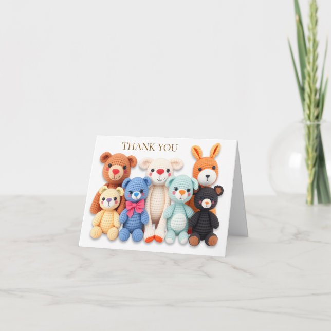 Crocheted Stuffed Animals Thank You Card (Front)