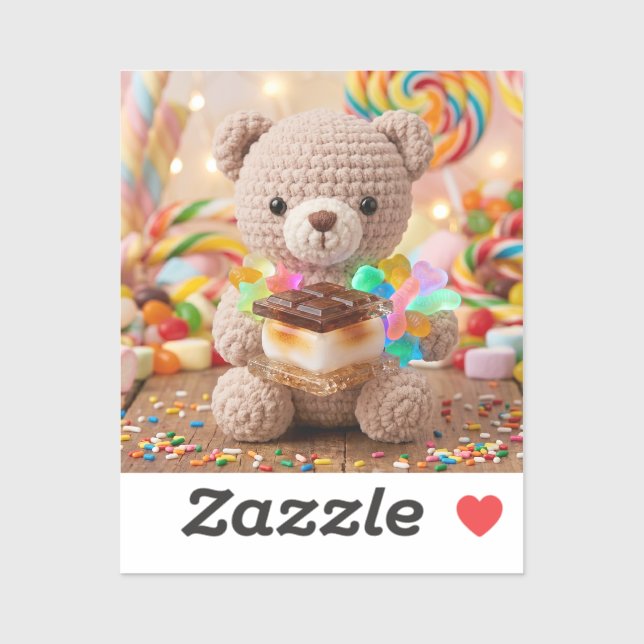 Crocheted Teddy Bear with S'more Candy Land   (Sheet)