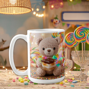 Crocheted Teddy Bear with S'more Personalized Coffee Mug