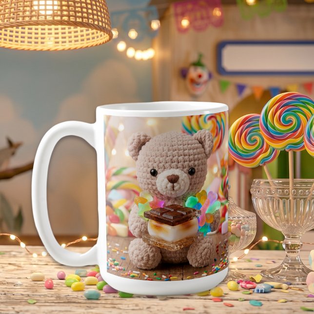 Crocheted Teddy Bear with S'more Personalized Coffee Mug (Creator Uploaded)