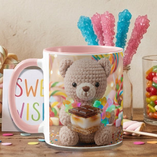 Crocheted Teddy Bear with S'more Personalized Mug