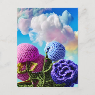 Crocheted Wildflowers In the Clouds Digital Art Postcard