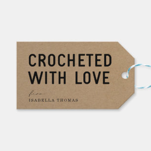 Crocheted with Love Gift Tags - Blue Twine