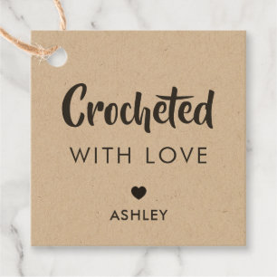 Crocheted with Love, Handmade Gift Tag, Kraft Favour Tags