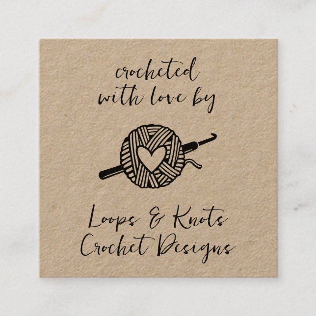 Crocheted With Love Square Business Card (Front)