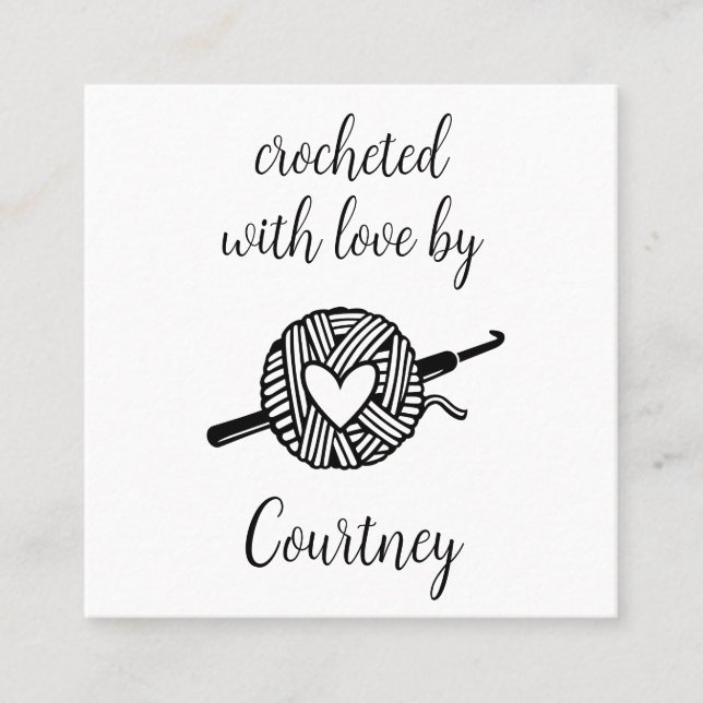 Crocheted With Love Square Business Card (Front)