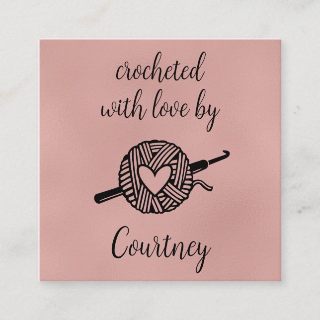 Crocheted With Love Square Business Card (Front)
