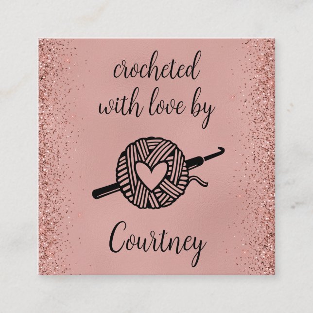 Crocheted With Love Square Business Card (Front)