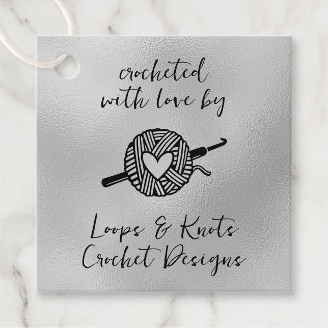 Crocheted With Love Square Favour Tags (Front)