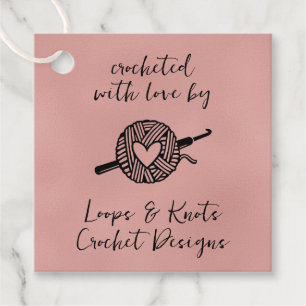 Crocheted With Love Square Favour Tags