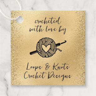 Crocheted With Love Square Favour Tags