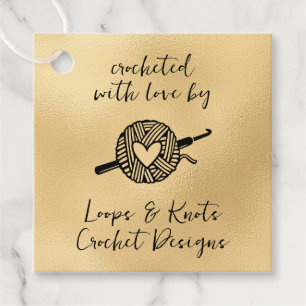 Crocheted With Love Square Favour Tags