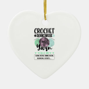 Crocheting - Crochet Fills My Days Ceramic Ornament