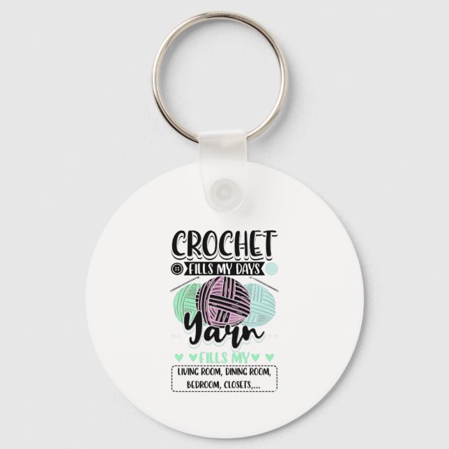 Crocheting - Crochet Fills My Days Keychain (Front)