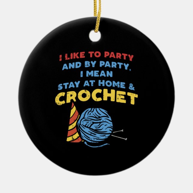 Crocheting Crochet Yarn Ceramic Ornament (Front)