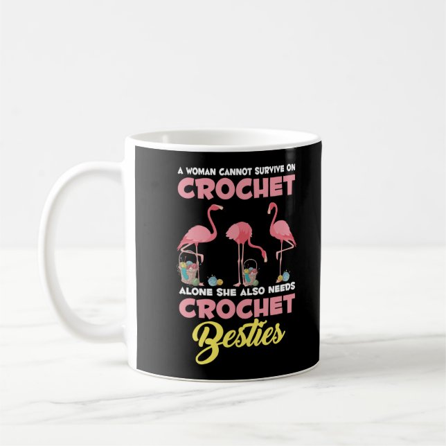 Crocheting Flamingo Crafting Crochet Friends Yarn Coffee Mug (Left)