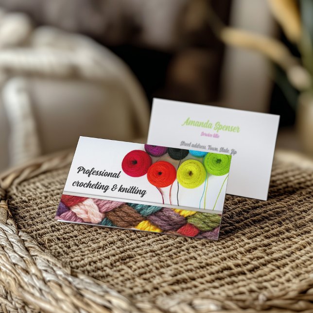Crocheting & Knitting Colourful Business Card (Perfect for business)